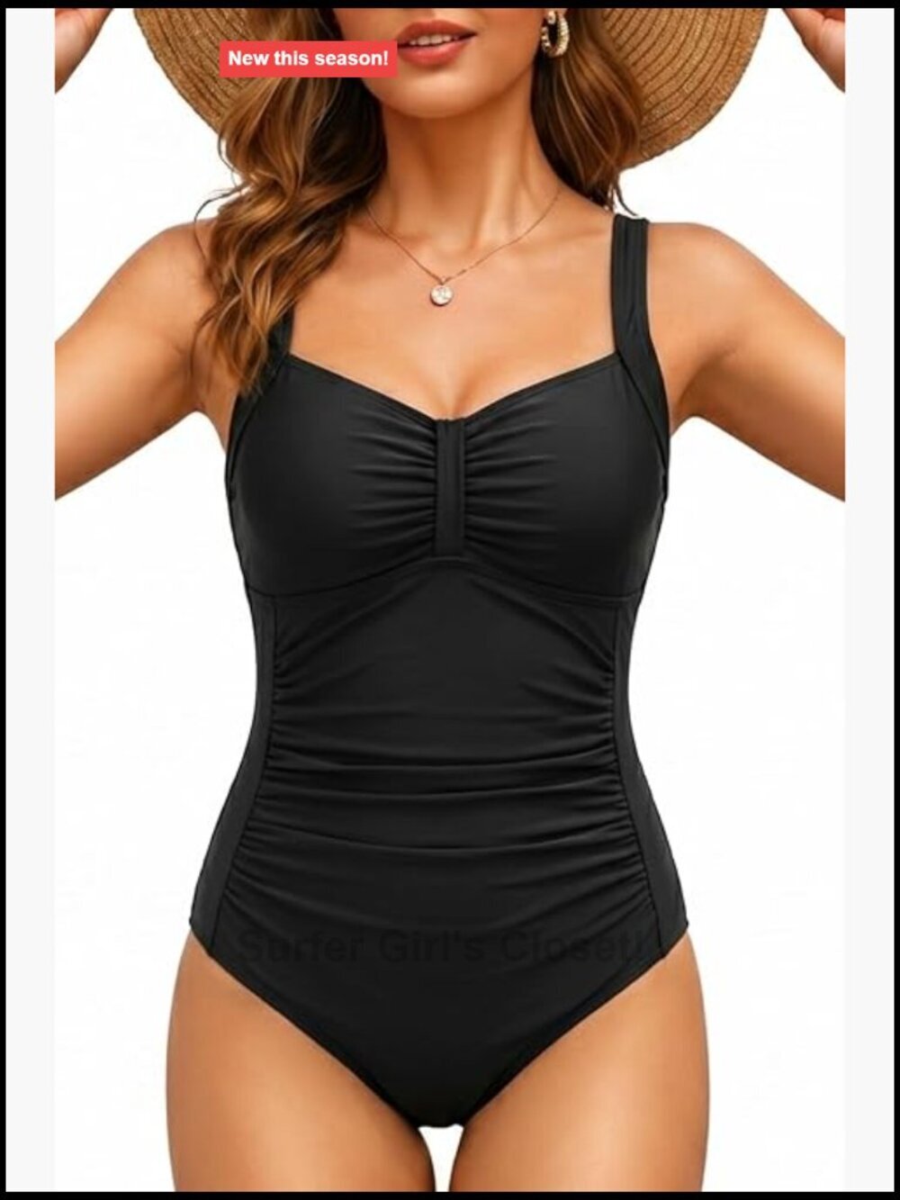 Tummy Control Ruched One Piece Swimsuit High Cut Backless Adjustable Straps